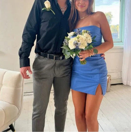 omberprom Elegant Gowns Evening Dresses Blue Sheath Homecoming Dress Short Prom Dress