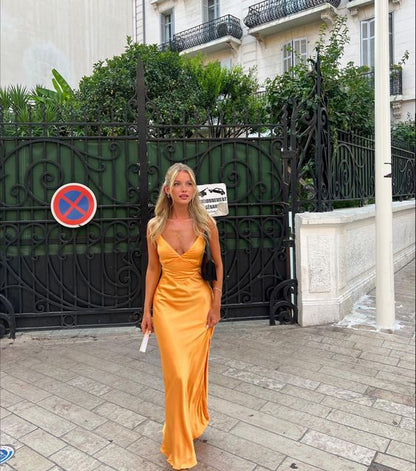 omberprom Elegant Dresses Gowns Evening Dresses Spaghetti Straps Long Prom Dress Satin Evening Party Gown Prom Dresses Shops