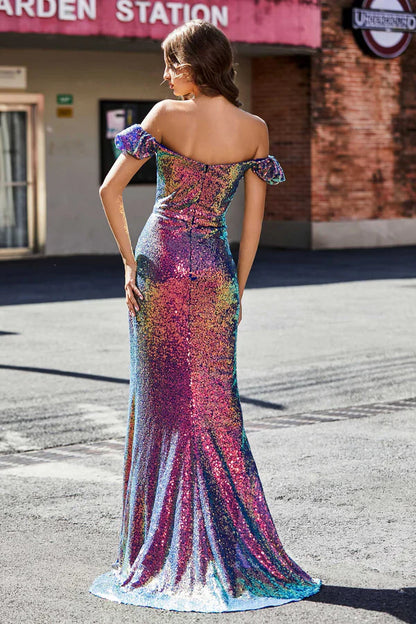 omberprom Fashion Prom Dresses Off the Shoulder Pleated Ruched Gown Evening Dress