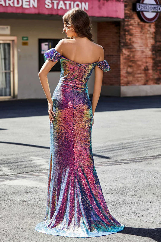 omberprom Fashion Prom Dresses Off the Shoulder Pleated Ruched Gown Evening Dress