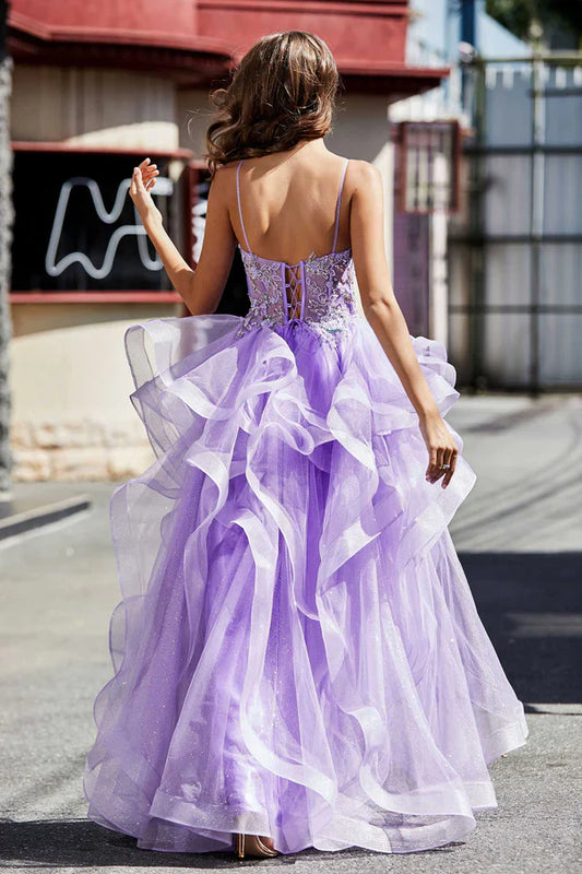 omberprom Prom Dresses Elegant Evening Dress Ruffle Ruched Long Tulle Dress