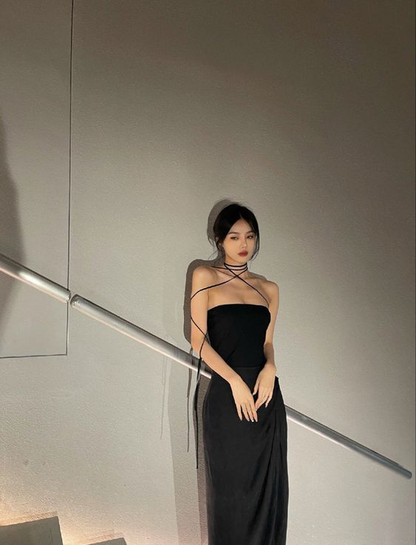 Black Simple Prom Dress Sexy Evening Dress Y1343