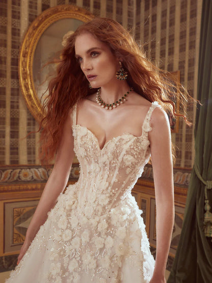 Gorgeous Ivory Sweetheart Applique Straps A-Line Wedding Dress Prom Dress Evening Dress TP4594