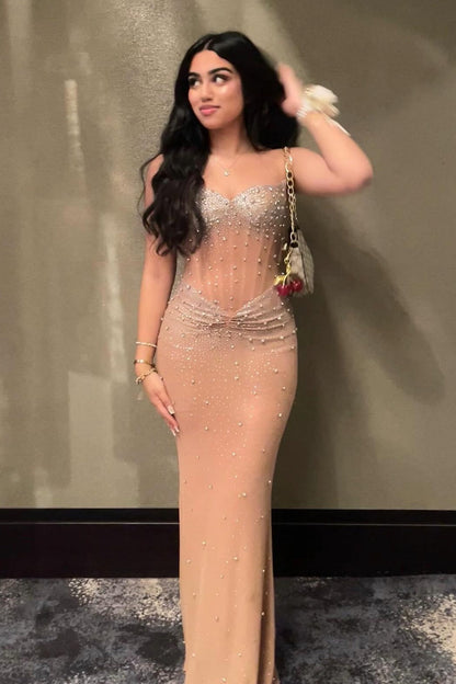 Hot Mermaid Strapless Red Corset Prom Dress with Beading