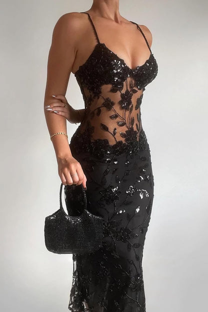 Hot Mermaid Spaghetti Straps Red Long Prom Dress with Embroidery