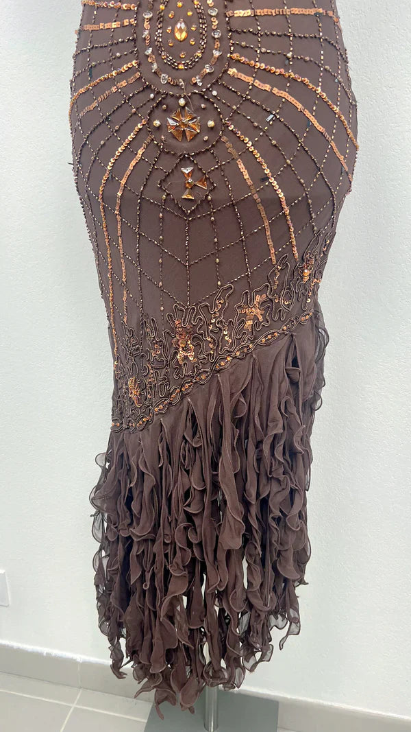 Pretty A Line Spaghetti Straps Chiffon Prom Dresses With Beads Long Evening Gowns P2307