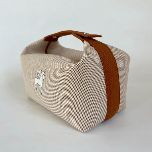 Hermès Bride-a-Brac GM Toile H cotton Natural  pouch hand bag