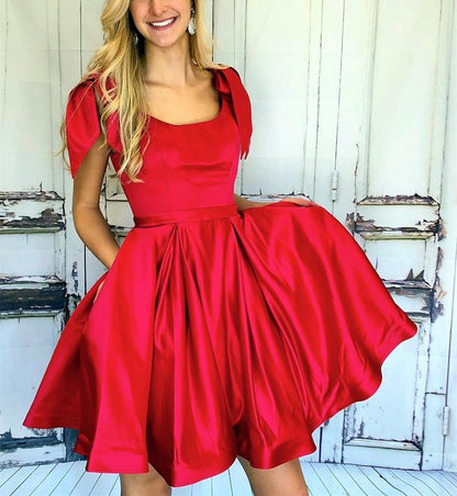 Elegant Yellow Satin Homecoming Dresses,Blue Black 8th Grade Prom Dress,Wedding Party Dress