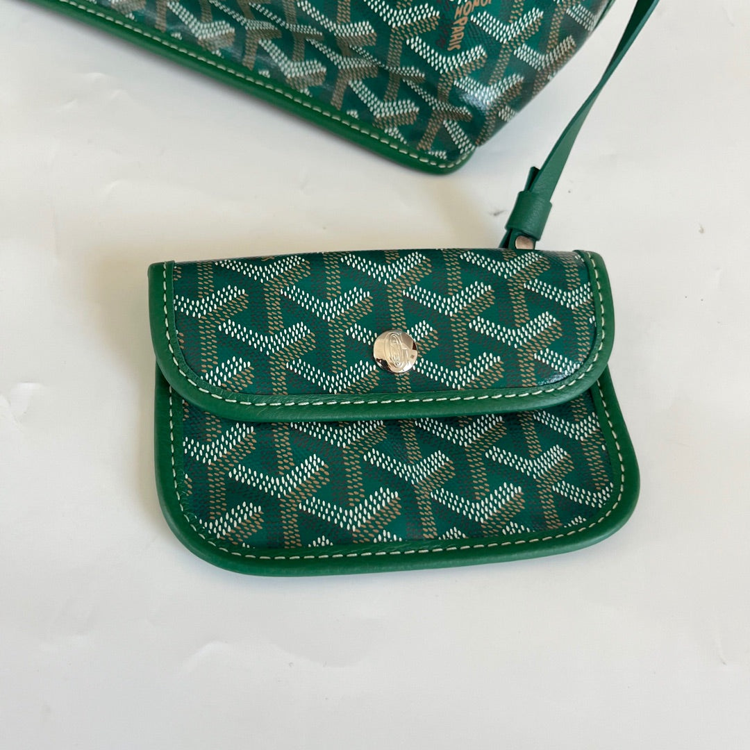 Goyard Green Anjou Mini Tote Bag Silver Hardware