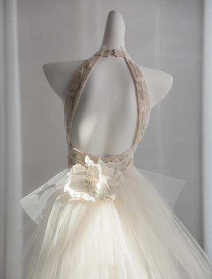 Elegant Sleeveless Ivory Satin Tulle Mermaid Long Wedding Dress Backless Bridal Gown SP1519