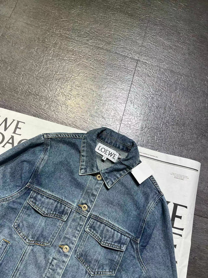 Loew Anagram Shirt Jacket Blue Denim Cotton