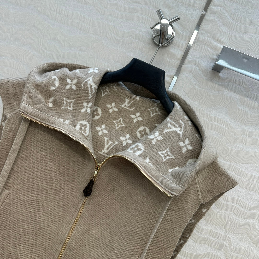 LV 25FW Double Face Open Arm Jacket Beige Wool