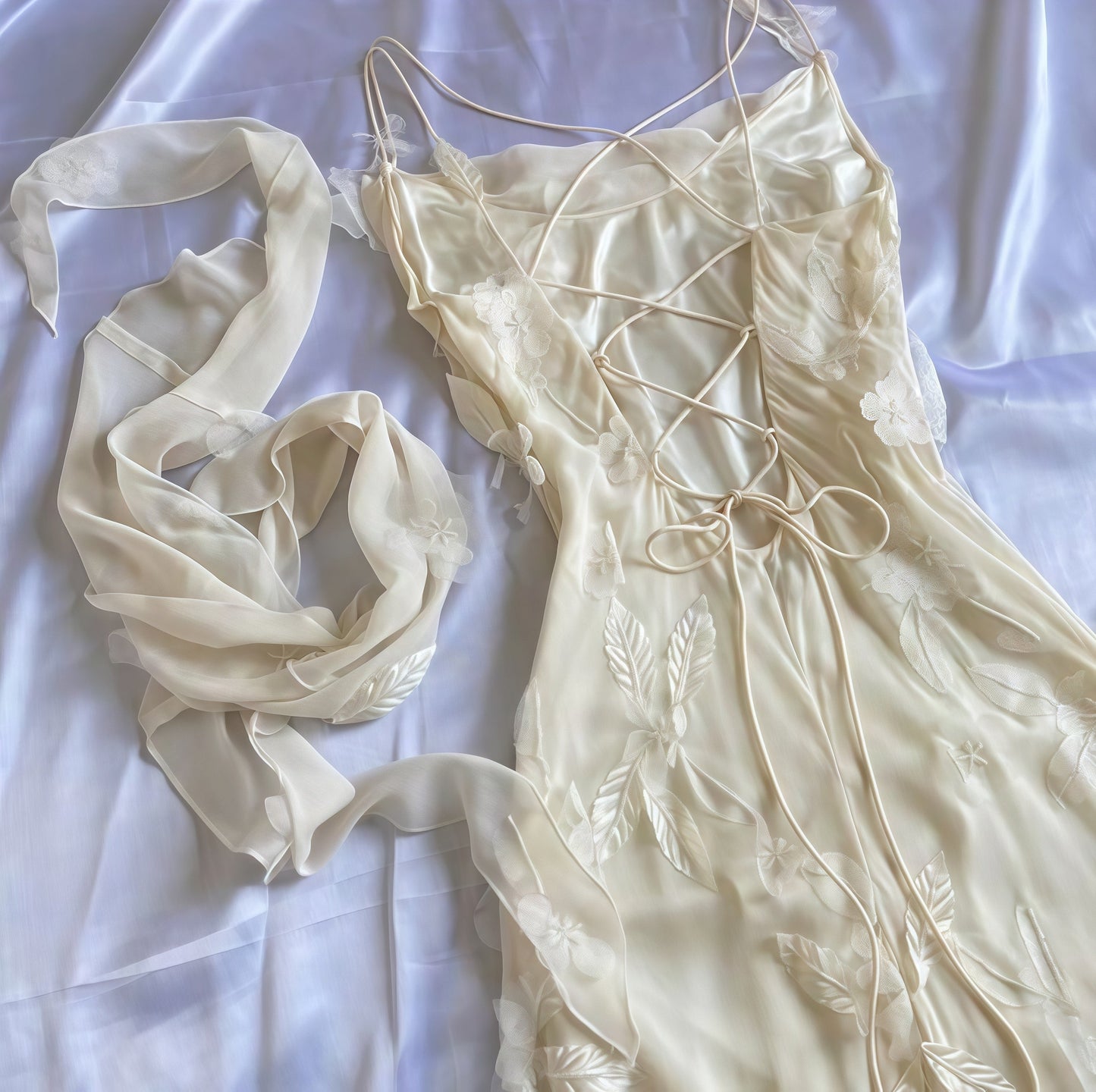 Ivory Floral Appliques Chiffon Party Dress Spring/Summer Lace Up Back Prom Dress,AST1762