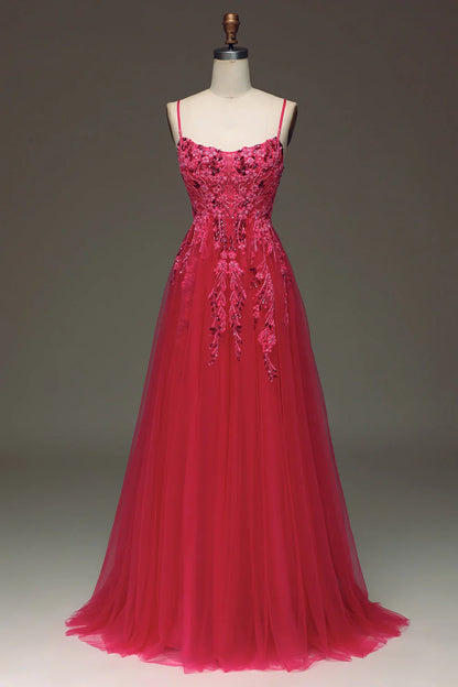 omberprom Light Blue A Line Evening Dress Spaghetti Straps Sequin Prom Dress With Appliques