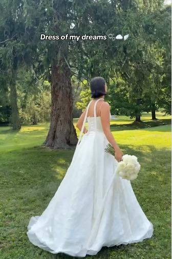 Simple Ball Gown Spaghetti Straps White Satin Long Wedding Dresses Bridal Dress