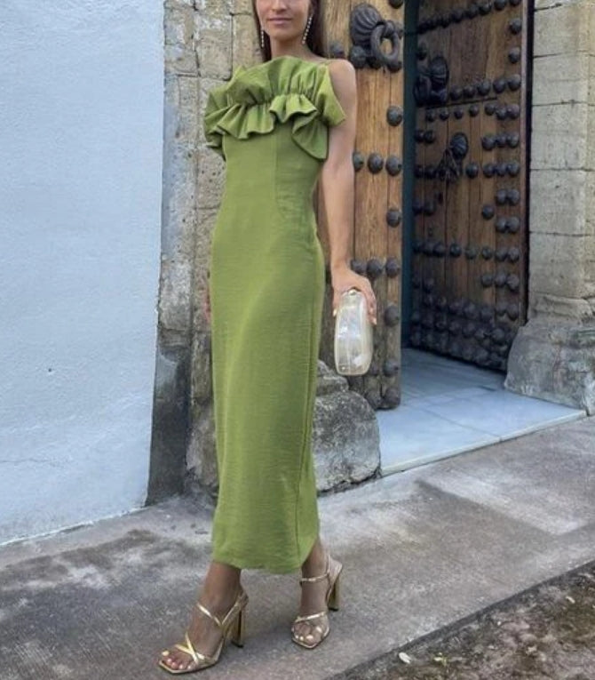 Green Straps Simple Long Prom Dress Wedding Guest Dress Charming Party Dress Wholesale