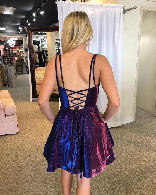 Simple Navy Blue A-line Short Homecoming Dress Charming Party Dress Wholesale