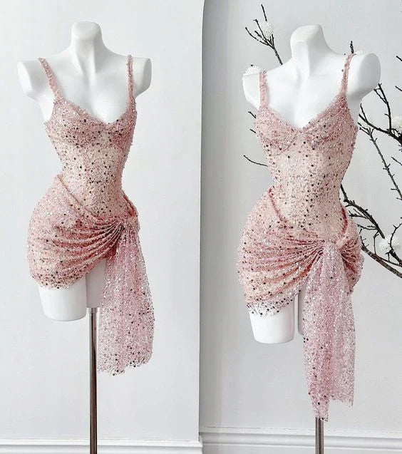 omberprom Shiny Sequins Sheath Short Party Dress Birthday Outfits Lovely Homecoming Dress Graduation Dress
