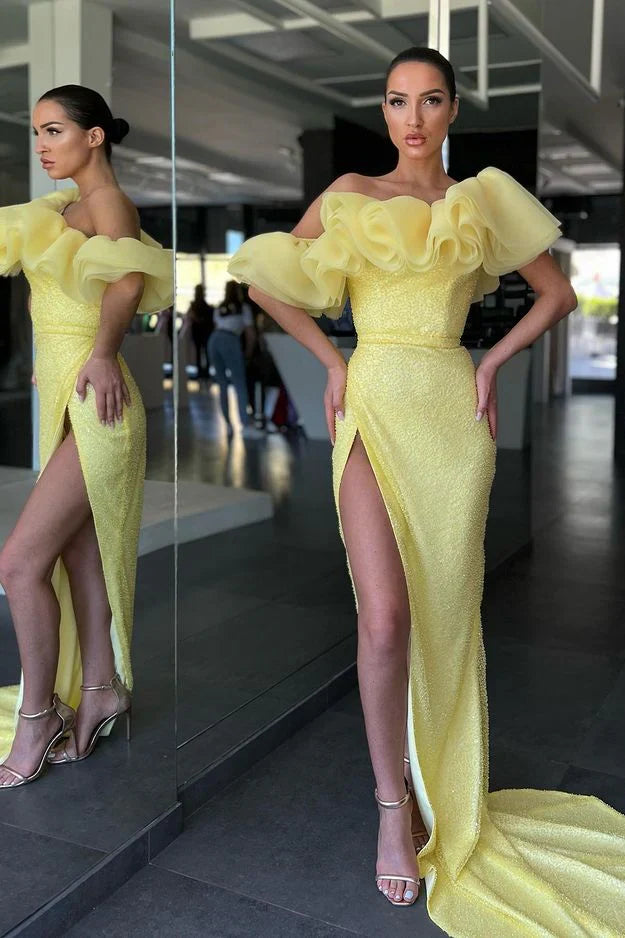 omberprom Off The Shoulder Mermaid Prom Dress Charming Evening Dress With Split Sexy Party Dress