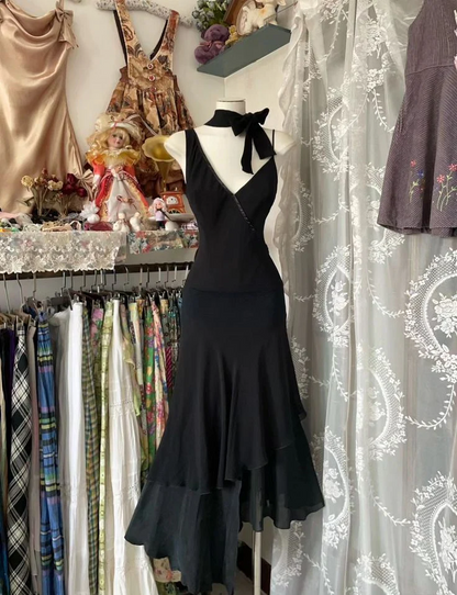 omberprom Elegant Formal Black Dresses A Line Prom Dress V-neck Evening Party Dress