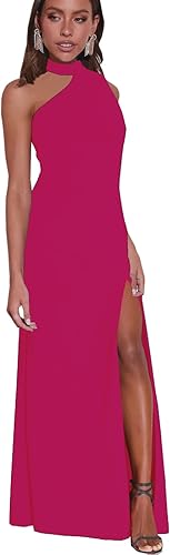 Women's Halter Neck One Shoulder Wedding Guest Dress Summer Slit Asymmetrical Cutout Cocktail Party Maxi Dresses Wholesale