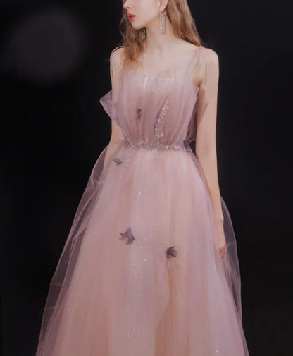 omberprom Tulle with Beadings Spaghetti Strap Long Formal Dress Junior Prom Dress Charming Wholesale