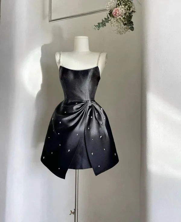 omberprom Chic Straps Beading Short Party Dress Mini Homecoming Dress Lovely Graduation Dress