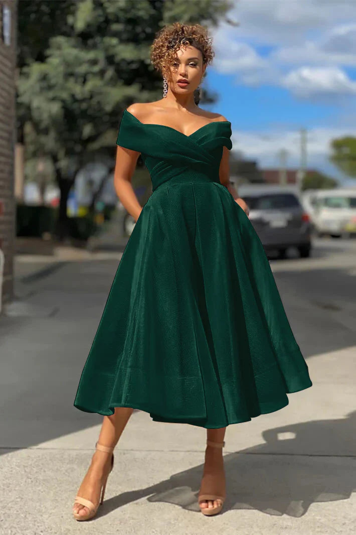 Burgundy Off The Shoulder A Line Short Evening Dress Cocktail Dress Sexy Party Dress Formal Dress