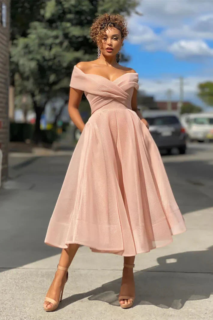 Burgundy Off The Shoulder A Line Short Evening Dress Cocktail Dress Sexy Party Dress Formal Dress