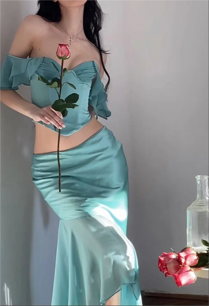 omberprom Off Shoulder 2 Pieces Party Dress Wedding Guest Dress Charming Evening Dress Wholesale