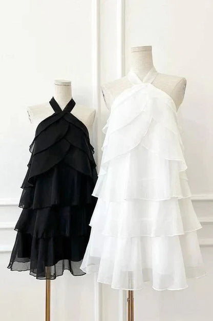 omberprom Elegant A Line Halter Layers Mini Party Dress Homecoming Dress Charming Formal Dress