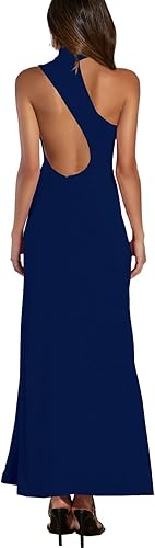 Women's Halter Neck One Shoulder Wedding Guest Dress Summer Slit Asymmetrical Cutout Cocktail Party Maxi Dresses Wholesale