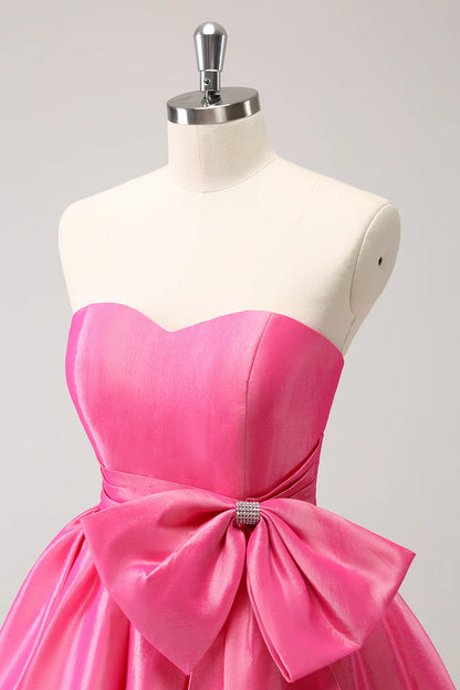 omberprom Sweetheart Homecoming Dress Cute A Line Strapless Short Prom Dress with Bow Graduation Dress