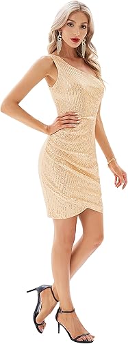 omberprom Womens Sequin Dress Sparkly Glitter One Shoulder Party Club Dress Fall Winter Cocktail Dresses Homecoming Dresses Wholesale