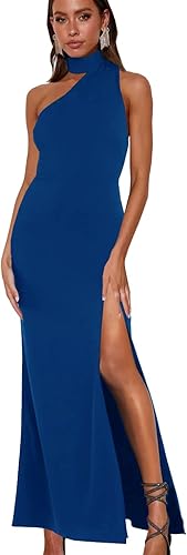 Women's Halter Neck One Shoulder Wedding Guest Dress Summer Slit Asymmetrical Cutout Cocktail Party Maxi Dresses Wholesale