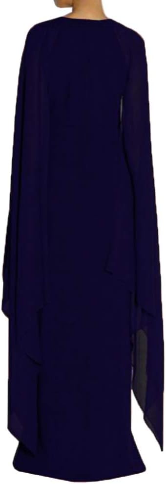 omberprom Women's Elegant Flare Sleeve Formal Evening Gowns Maxi Dress Simple Party Dress With Slit