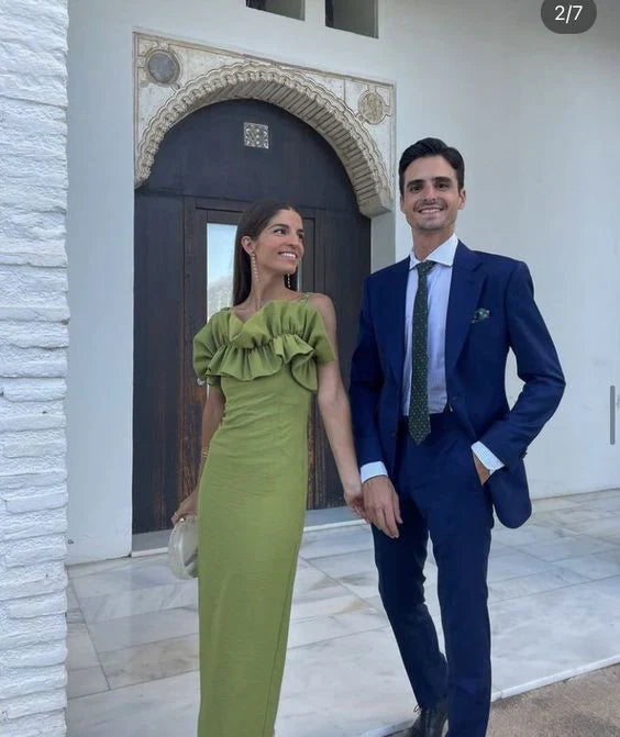 Green Straps Simple Long Prom Dress Wedding Guest Dress Charming Party Dress Wholesale
