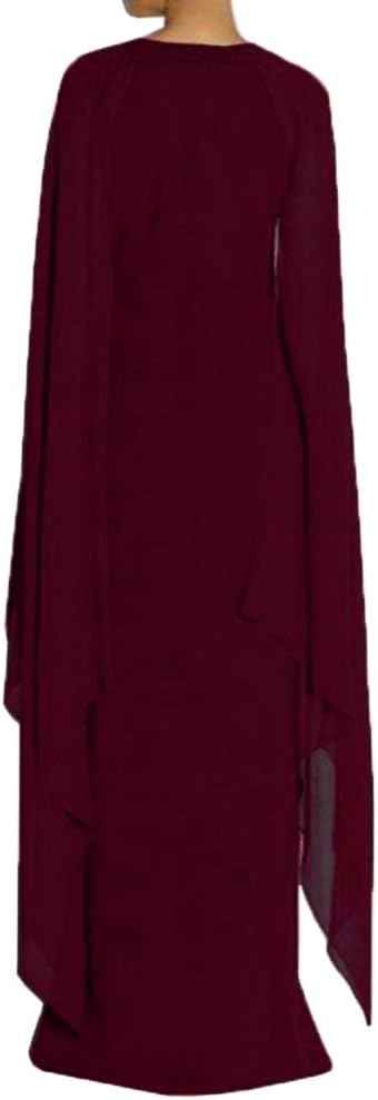 omberprom Women's Elegant Flare Sleeve Formal Evening Gowns Maxi Dress Simple Party Dress With Slit