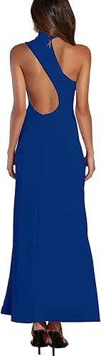 Women's Halter Neck One Shoulder Wedding Guest Dress Summer Slit Asymmetrical Cutout Cocktail Party Maxi Dresses Wholesale