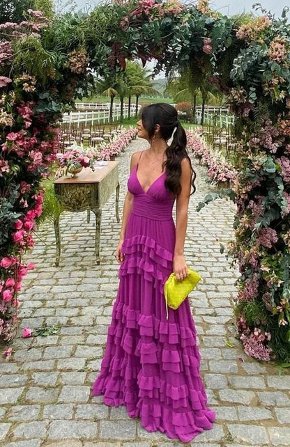 omberprom Elegant Spaghetti Straps A-Line Formal Prom Dress Charming Evening Dress Wedding Guest Dress Party Dress