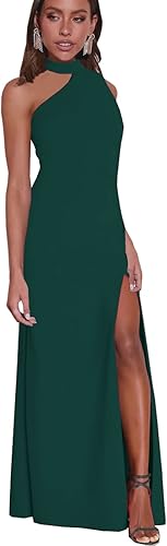 Women's Halter Neck One Shoulder Wedding Guest Dress Summer Slit Asymmetrical Cutout Cocktail Party Maxi Dresses Wholesale