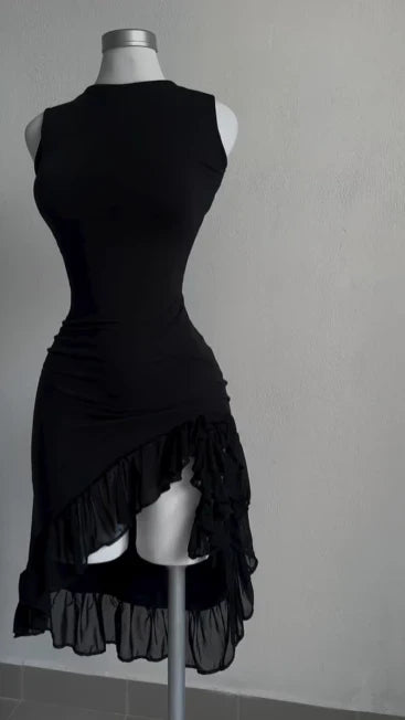 Black Sleeveless Sheath Formal Party Dress Midi Cocktail Dress Solid Color Homecoming Dress Wholesale