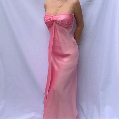 omberprom Sweet Pink Sweetheart Ruffle Vintage Chiffon Party Dress Charming Wholesale