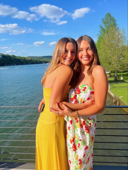 Yellow Sweatheart A-Line Simple Long Prom Dress Off Shoulder Party Dress Formal Dress Solid Color Wholesale