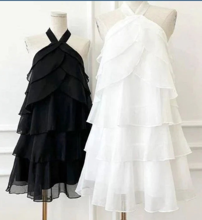 omberprom Elegant A Line Halter Layers Mini Party Dress Homecoming Dress Charming Formal Dress