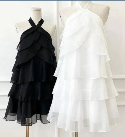 omberprom Elegant A Line Halter Layers Mini Party Dress Homecoming Dress Charming Formal Dress