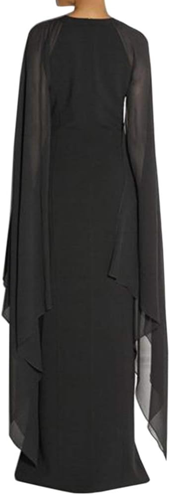 omberprom Women's Elegant Flare Sleeve Formal Evening Gowns Maxi Dress Simple Party Dress With Slit