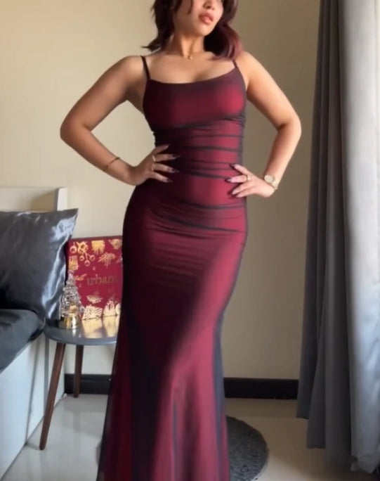 Burgundy Straps Sheath Vintage Long Party Dress Sexy Evening Dress Formal Dress Wholesale