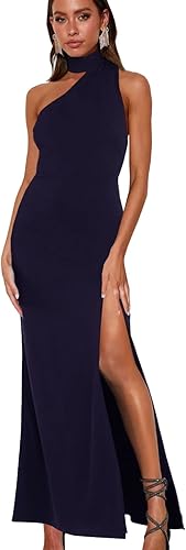Women's Halter Neck One Shoulder Wedding Guest Dress Summer Slit Asymmetrical Cutout Cocktail Party Maxi Dresses Wholesale