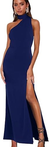 Women's Halter Neck One Shoulder Wedding Guest Dress Summer Slit Asymmetrical Cutout Cocktail Party Maxi Dresses Wholesale